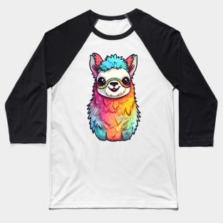 Colorful Rainbow Llama Baseball T-Shirt